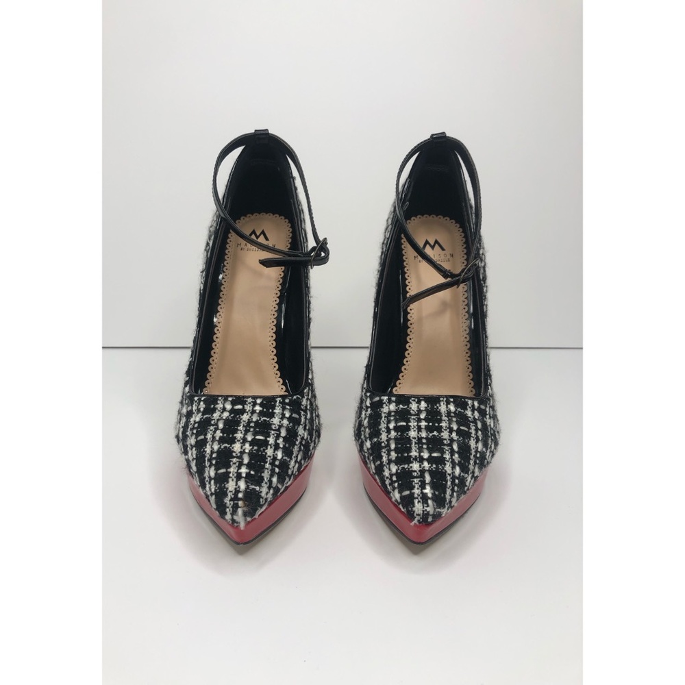 Shoe Dazzle Black + Knit Pointed Toe Pumps